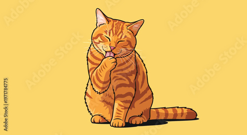 Orange Tabby Cat Sitting Alone.
