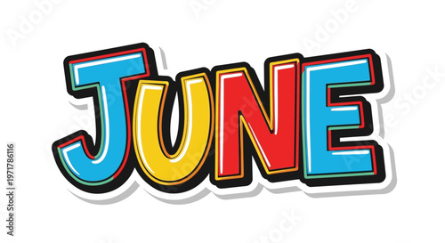 Colorful June Month Name Text 1.
