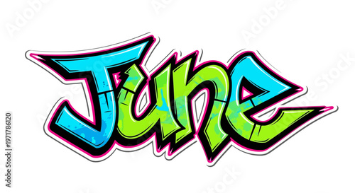 Colorful Graffiti Style June Text.