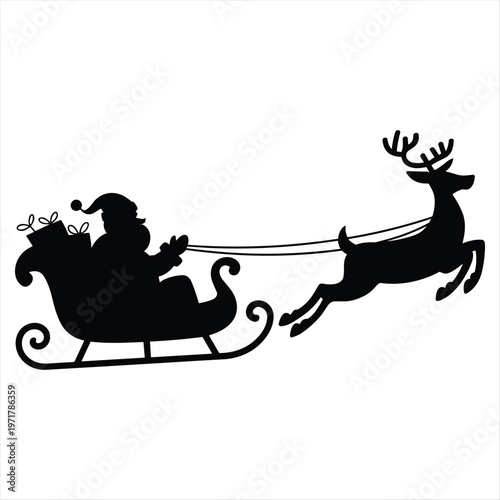 Santa claus riding in a sleigh pulled by a reindeer