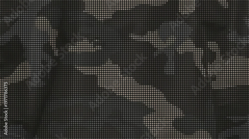 Dark grey and black tactical camouflage pattern with pixelated dot texture for urban stealth background