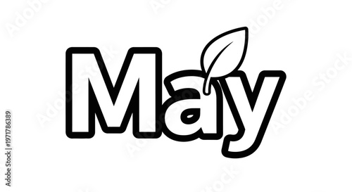 May month name with leaf.