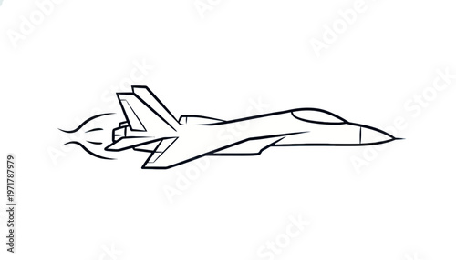 Fighter Jet Outline with Exhaust Flames