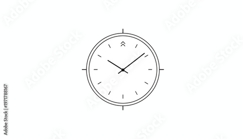 Minimalist Clock Face Icon, Time Concept, Simple Line Art Design