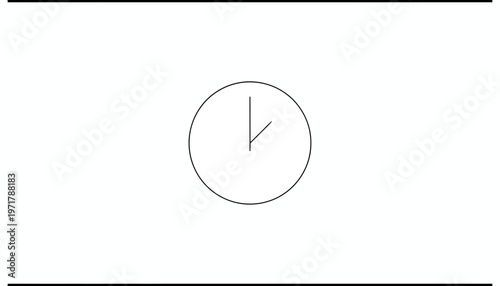 Minimalist Clock Face with Hour Hand, Simple Time Concept, White Background
