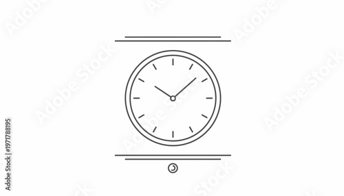 Minimalist Clock Icon, Time Management Concept, Simple Line Art Design