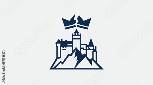 Minimalist Castle with Crown Icon