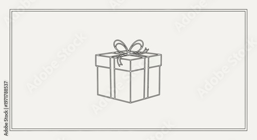 Hand-drawn sketch of a gift box with a ribbon and bow, isolated on a light background.