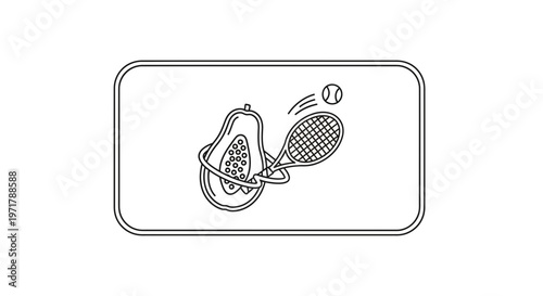 Healthy Lifestyle: Papaya Fruit Playing Tennis with Ball and Racquet