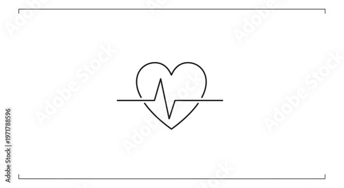 Heartbeat Line Icon, Electrocardiogram EKG Heart Rhythm Symbol