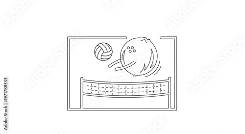 Funny Coconut Playing Volleyball