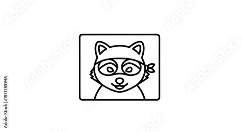 Cute Raccoon Bandit Icon, Masked Animal Character, Vector Illustration