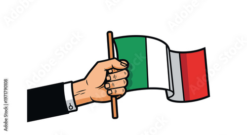 Hand holding Italian flag, national pride, patriotism, Italy concept