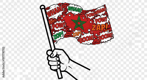 Moroccan Flag Waving with Comic Book Sound Effects