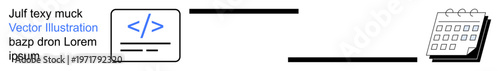Workflow automation, task scheduling, software development, productivity tools, deadline management, planning systems. Code symbol linked to a calendar icon. Workflow automation and task scheduling