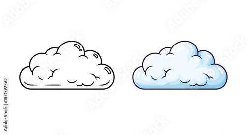 Cloud Outline and Colored Version Comparison