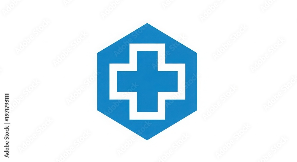 Obraz premium Blue medical cross symbol on white background