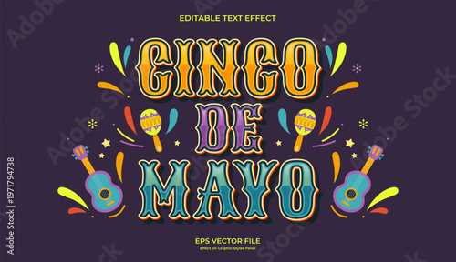 decorative cinco de mayo editable text effect template