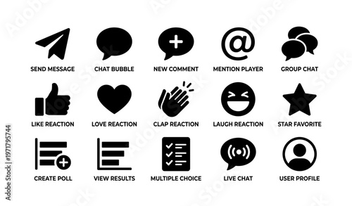 Social media icons for messaging and reactions overview