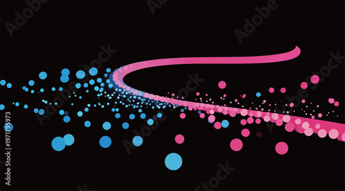 Colorful dots move in a wave pattern across a dark background creating a dynamic visual