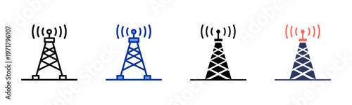 Telecom Network icon set multiple style collection