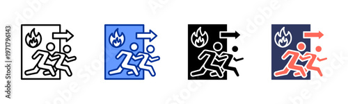 Evacuation System icon set multiple style collection