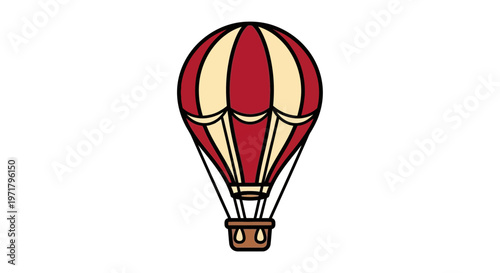 Vintage Hot Air Balloon Illustration - Red and Yellow Stripes