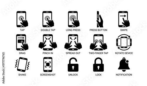 Touchscreen gesture icons for mobile interaction