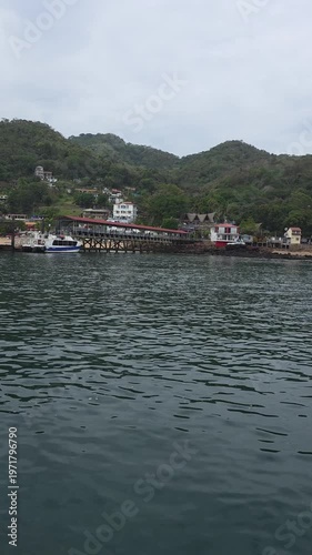 Vertical view of coast and beach of Isla Taboga Panama City Panama Central America.