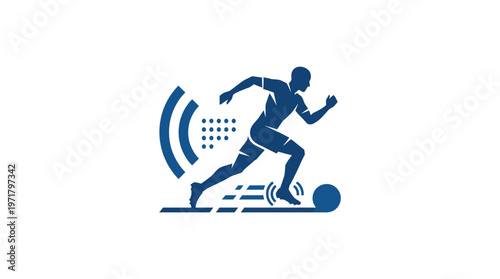 Abstract Soccer Player Running with Digital Elements