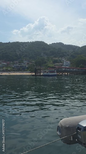 Vertical view of coast and beach of Isla Taboga Panama City Panama Central America.