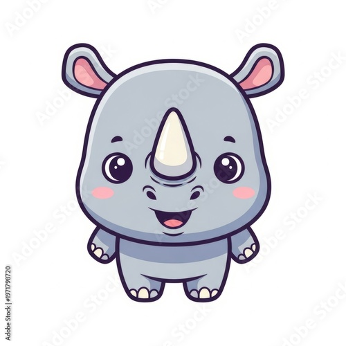 Rhinoceros vector illustration isolated on white background. Cartoon and minimal wildlife animal suitable for mascots, logos, education, and nature-themed designs.