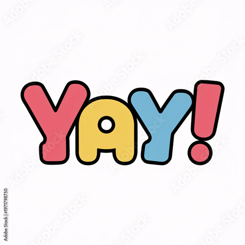 Yay Typography Design with Colorful Bold Letters and Playful Style
