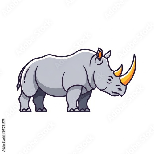 Rhinoceros vector illustration isolated on white background. Cartoon and minimal wildlife animal suitable for mascots, logos, education, and nature-themed designs.