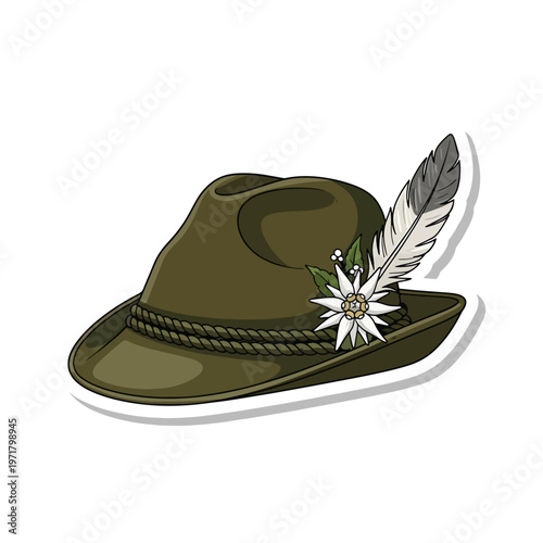 Green Fedora Hat with Feather Ornament Accessory.