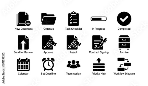 Business icons for task management and organization