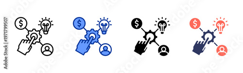 Resource Allocation icon set multiple style collection