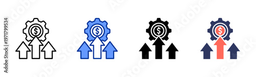 Operational Efficiency icon set multiple style collection