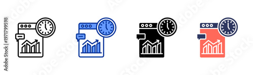 Long Term Planning icon set multiple style collection