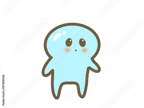かわいい水色スライム宇宙人キャラクター　