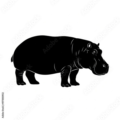 Hippopotamus vector illustration isolated on white background. Cartoon and minimal wildlife animal suitable for mascots, logos, education, and nature-themed designs.