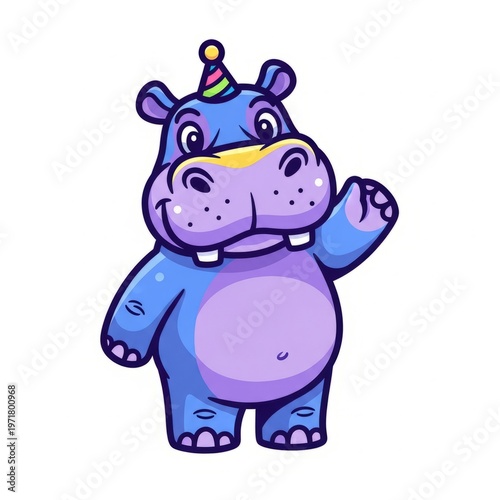 Hippopotamus vector illustration isolated on white background. Cartoon and minimal wildlife animal suitable for mascots, logos, education, and nature-themed designs.