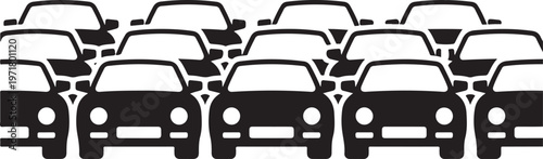 Cars Line Icon Set Traffic Jam Automobile Driving Transport Symbols Minimal Outline Vector Illustration Isolated White Background
