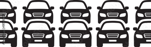 Cars Line Icon Set Traffic Jam Automobile Driving Transport Symbols Minimal Outline Vector Illustration Isolated White Background
