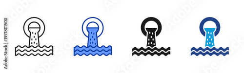 Schilderij op canvas Sewage System icon set multiple style collection