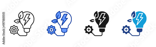 Energy Efficiency icon set multiple style collection