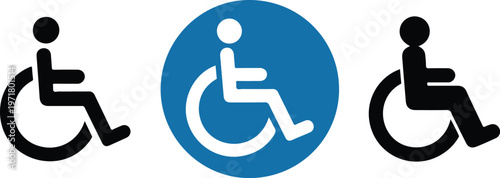 Wheelchair Line Icon Set Handicapped Accessible Mobility Impairment Disability Symbols Minimal Outline Vector Illustration Isolated White Background