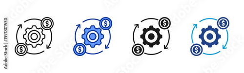 Operational Efficiency icon set multiple style collection