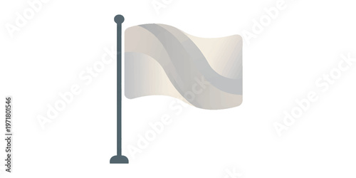 White flag on a pole waving.