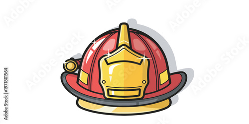 Firefighter helmet with gold visor.
